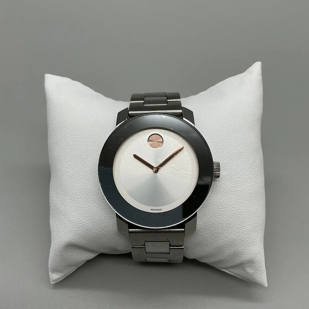 Movado Bold Womens Watch 36mm Stainless Rose Gold Dot 3600084 New Battery 7